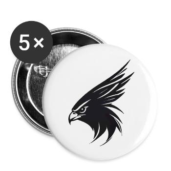 Aigle Oiseau de proie tête - Lot de 5 petits badges (25 mm) - blanc - Devant