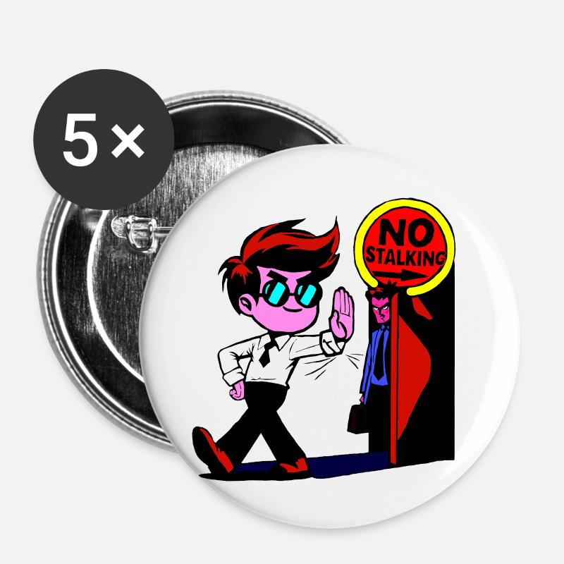 Pas de harcèlement - Lot de 5 petits badges (25 mm) - blanc