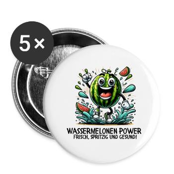 Watermelon Power - Buttons small 1''/25 mm (5-pack) - white - Front