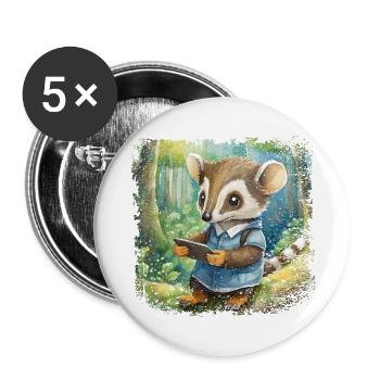 Mignon jeune fourmilier avec téléphone portable - Lot de 5 petits badges (25 mm) - blanc - Devant