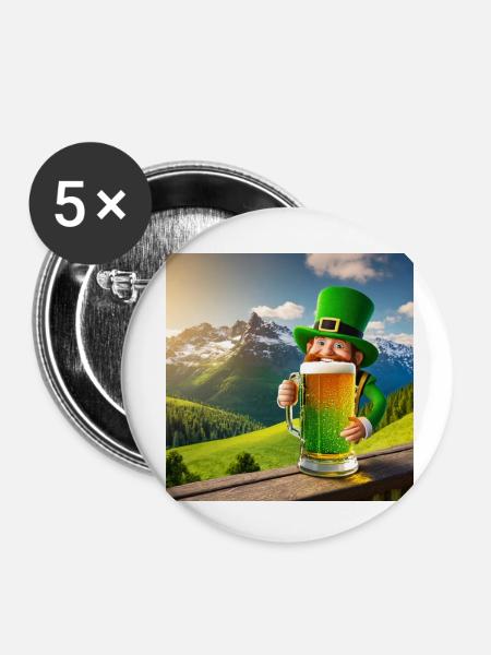 St. Patrick's Day - Buttons klein 25 mm (5er Pack) - Weiß