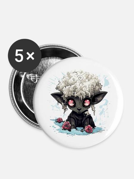 Schwarzes Schaf - Buttons klein 25 mm (5er Pack) - Weiß