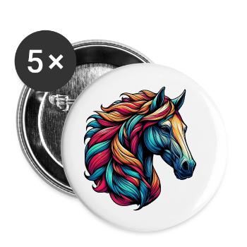 Pferd - Buttons klein 25 mm (5er Pack) - Weiß - Vorne