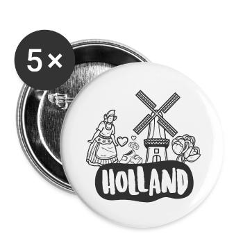 Design hollandais - Lot de 5 petits badges (25 mm) - blanc - Devant
