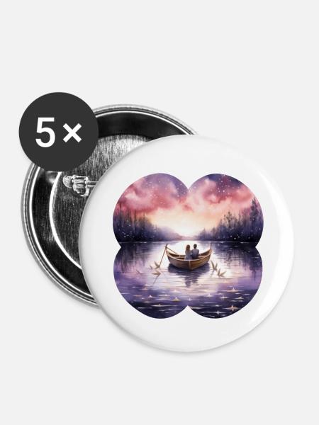 Fairytale Romance - Buttons klein 25 mm (5er Pack) - Weiß