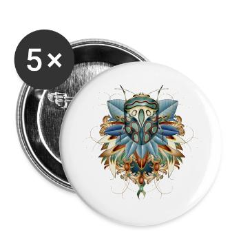 exotisches afrikanisches Insekt im Blätter Amulett - Buttons klein 25 mm (5er Pack) - Weiß - Vorne