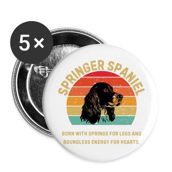 Springer Spaniel Retro Sunset - Buttons small 1''/25 mm (5-pack) - white - Front