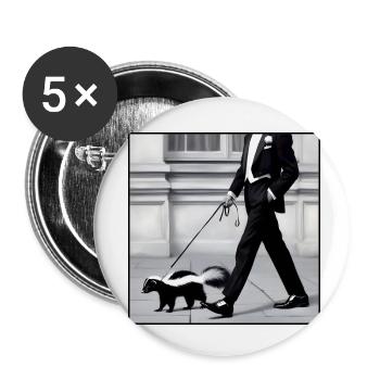 Stinktier an der Leine - Buttons klein 25 mm (5er Pack) - Weiß - Vorne