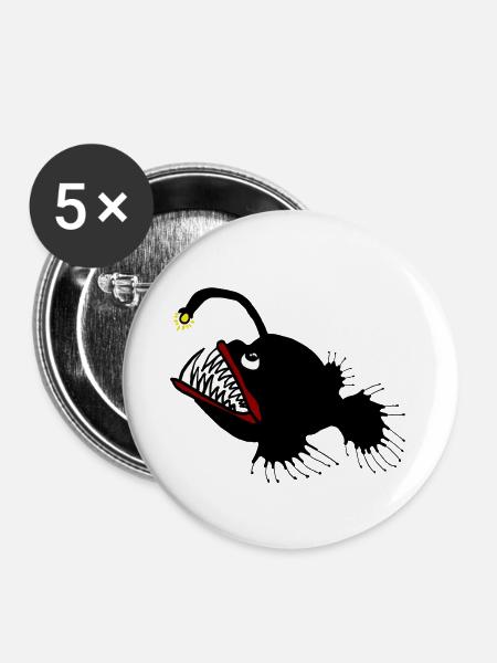 Anglerfisch - Buttons klein 25 mm (5er Pack) - Weiß