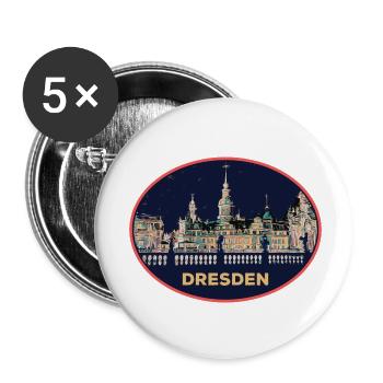 Dresden bei Nacht: Faszinierende Illustration - Buttons klein 25 mm (5er Pack) - Weiß - Vorne