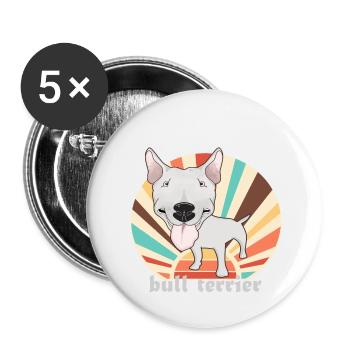 BULL TERRIER - Lot de 5 petits badges (25 mm) - blanc - Devant