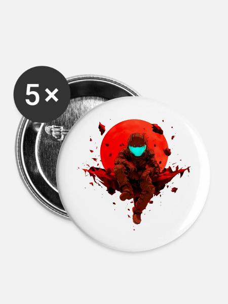 Marsianer - Buttons klein 25 mm (5er Pack) - Weiß