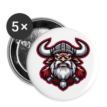 Vikings enragés avec des cornes de taureau - Lot de 5 petits badges (25 mm) - blanc - Devant