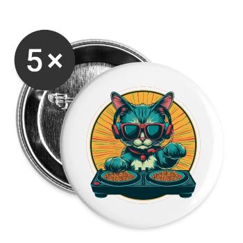 DJ Cat Croquettes Mix - Buttons small 1''/25 mm (5-pack) - white - Front