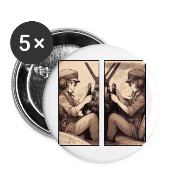 Twin Fly Fighter - Buttons klein 25 mm (5er Pack) - Weiß - Vorne