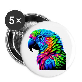 Papagei - Buttons klein 25 mm (5er Pack) - Weiß - Vorne