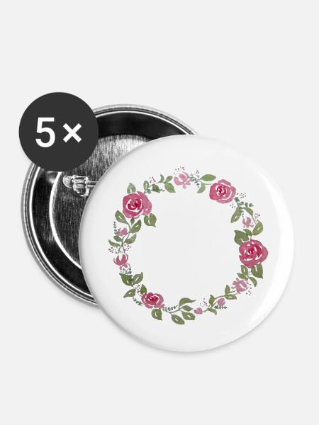 Blumenkranz - Buttons klein 25 mm (5er Pack) - Weiß
