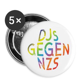 DJs gegen NZS rundes Logo Regenbogen Design - Buttons klein 25 mm (5er Pack) - Weiß - Vorne