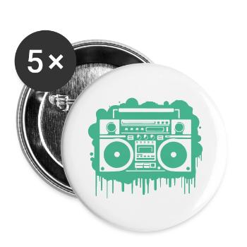 Cyan Ghettoblaster - Buttons klein 25 mm (5er Pack) - Weiß - Vorne