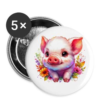 Piglet piglet - Buttons small 1''/25 mm (5-pack) - white - Front