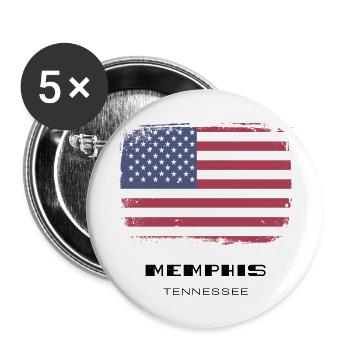 Memphis, Tennessee, USA - Buttons klein 25 mm (5er Pack) - Weiß - Vorne