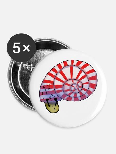 Sleepy Snail - Buttons klein 25 mm (5er Pack) - Weiß