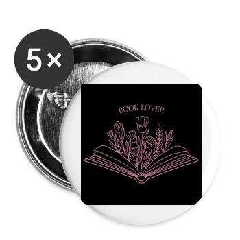 Book Lover - Buttons klein 25 mm (5er Pack) - Weiß - Vorne