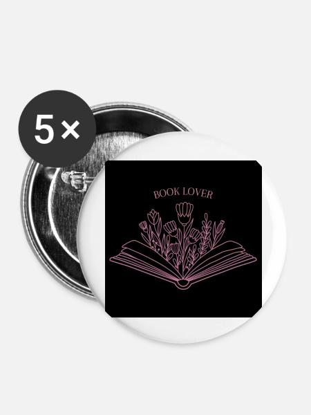 Book Lover - Buttons klein 25 mm (5er Pack) - Weiß