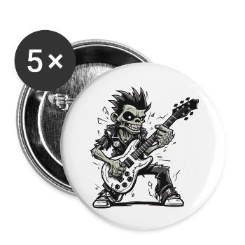 Horreur Punk Zombie Guitariste - Lot de 5 petits badges (25 mm) - blanc - Devant