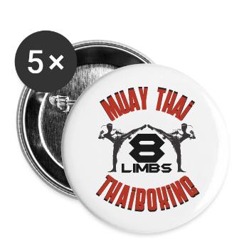 Muay Thaï - Lot de 5 petits badges (25 mm) - blanc - Devant