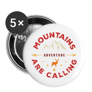 Les montagnes vous appellent - Aventure en plein air - Lot de 5 petits badges (25 mm) - blanc - Devant