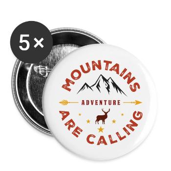 Les montagnes vous appellent - Aventure en plein air - Lot de 5 petits badges (25 mm) - blanc - Devant