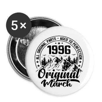 1996 March Original: 28 Years Anniversary Gift - Buttons small 1''/25 mm (5-pack) - white - Front