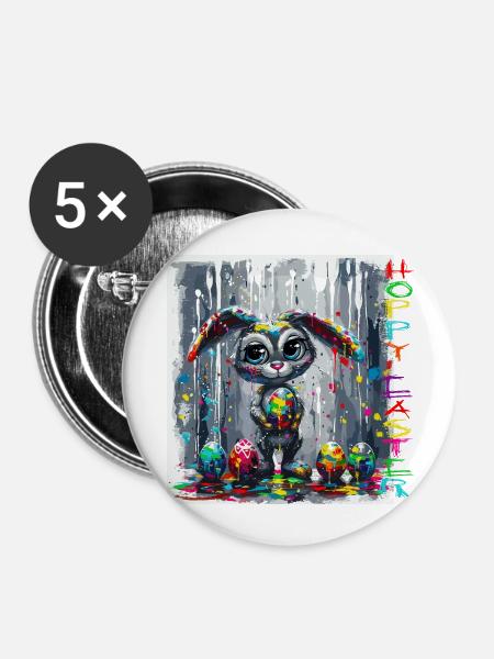 Osterhase auf der Arbeit - Buttons klein 25 mm (5er Pack) - Weiß