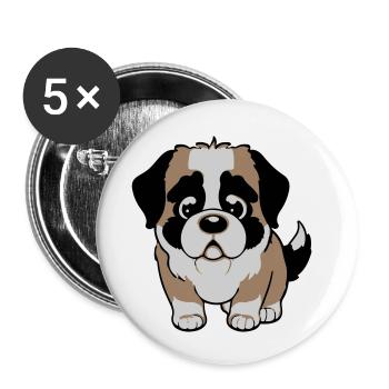 St. Bernard dog - Buttons small 1''/25 mm (5-pack) - white - Front