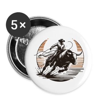 Texas Rodeo Cowboy - 2 - Buttons small 1''/25 mm (5-pack) - white - Front
