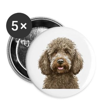 Labradoodle Hund - Buttons klein 25 mm (5er Pack) - Weiß - Vorne