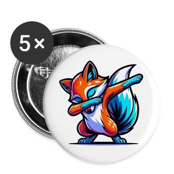 renard, animaux, forêt, renard roux, nature sauvage - Lot de 5 petits badges (25 mm) - blanc - Devant