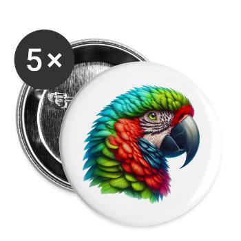 Papagei - Buttons klein 25 mm (5er Pack) - Weiß - Vorne