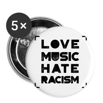 Love music hate rasicm - Buttons klein 25 mm (5er Pack) - Weiß - Vorne