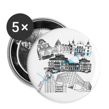 Essen's landmarks - Buttons small 1''/25 mm (5-pack) - white - Front