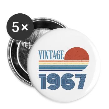 Jahrgang 1967 - Buttons klein 25 mm (5er Pack) - Weiß - Vorne