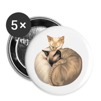 Chats // Illustration - Lot de 5 petits badges (25 mm) - blanc - Devant