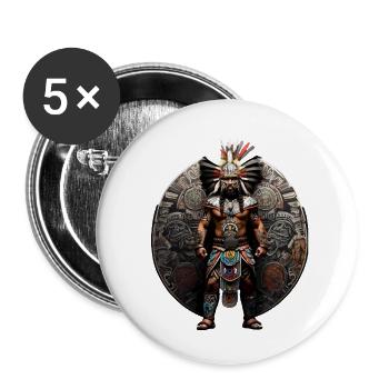 Guerriers aztèques - Lot de 5 petits badges (25 mm) - blanc - Devant