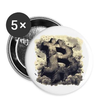 Krypto-, Retro- und minimalistische Bitcoin-Designs - Buttons klein 25 mm (5er Pack) - Weiß - Vorne