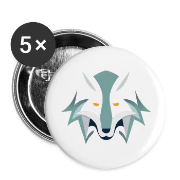 Wild Sketch: Wolf - Buttons small 1''/25 mm (5-pack) - white - Front