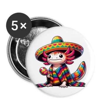 Cinco de Mayo Axolotl: Celebratory Design - Buttons small 1''/25 mm (5-pack) - white - Front