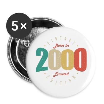 2000 Vintage Retro Birthday Gift 2000 - Buttons small 1''/25 mm (5-pack) - white - Front