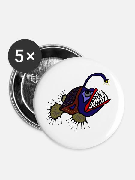 Anglerfisch - Buttons klein 25 mm (5er Pack) - Weiß