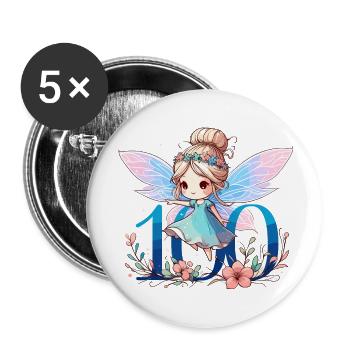 100 Jahre Fee Elfe süß Geburtstag Geschenk - Buttons klein 25 mm (5er Pack) - Weiß - Vorne